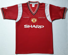 Load image into Gallery viewer, MANCHESTER UNITED 1985 FA CUP SHARP HOME RARE VINTAGE SOCCER JERSEY RETRO FOOTBALL SHIRT
