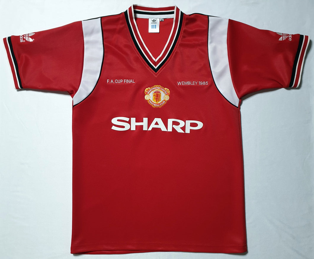 MANCHESTER UNITED 1985 FA CUP SHARP HOME RARE VINTAGE SOCCER JERSEY RETRO FOOTBALL SHIRT