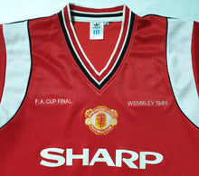 Load image into Gallery viewer, MANCHESTER UNITED 1985 FA CUP SHARP HOME RARE VINTAGE SOCCER JERSEY RETRO FOOTBALL SHIRT
