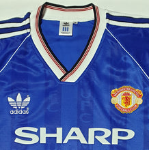 Load image into Gallery viewer, MANCHESTER UNITED 1988 AWAY BLUE VINTAGE JERSEY RETRO FOOTBALL SHIRT
