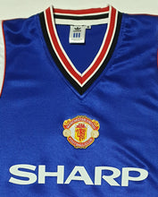 Load image into Gallery viewer, MANCHESTER UNITED 1984 AWAY BLUE VINTAGE JERSEY RETRO FOOTBALL SHIRT
