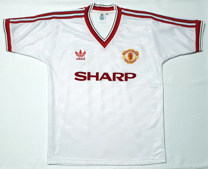 MANCHESTER UNITED 1986 AWAY WHITE VINTAGE JERSEY RETRO FOOTBALL SHIRT