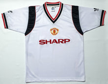 Load image into Gallery viewer, MANCHESTER UNITED 1984 AWAY WHITE VINTAGE JERSEY RETRO FOOTBALL SHIRT
