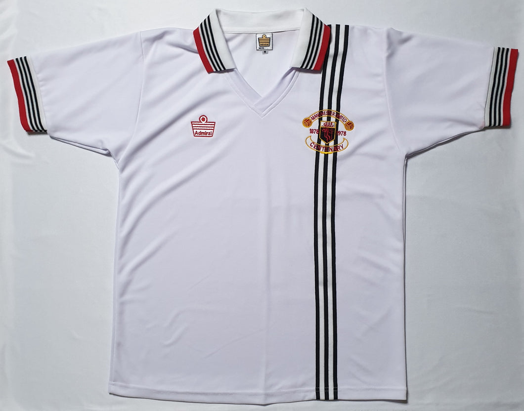 MANCHESTER UNITED 1978 CENTENARY AWAY WHITE VINTAGE JERSEY RARE RETRO FOOTBALL SHIRT