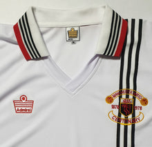 Load image into Gallery viewer, MANCHESTER UNITED 1978 CENTENARY AWAY WHITE VINTAGE JERSEY RARE RETRO FOOTBALL SHIRT
