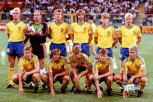 Load image into Gallery viewer, SWEDEN 1986 HOME VINTAGE JERSEY RETRO FOOTBALL SHIRT
